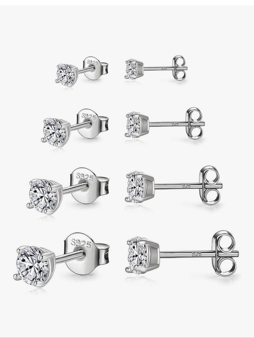 Sterling Silver Clear Cubic Zirconia Stud Earrings - Classic Sparkle